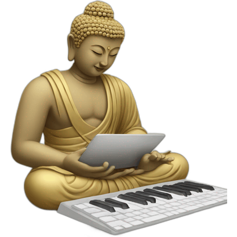 buddha typing on a keyboard emoji