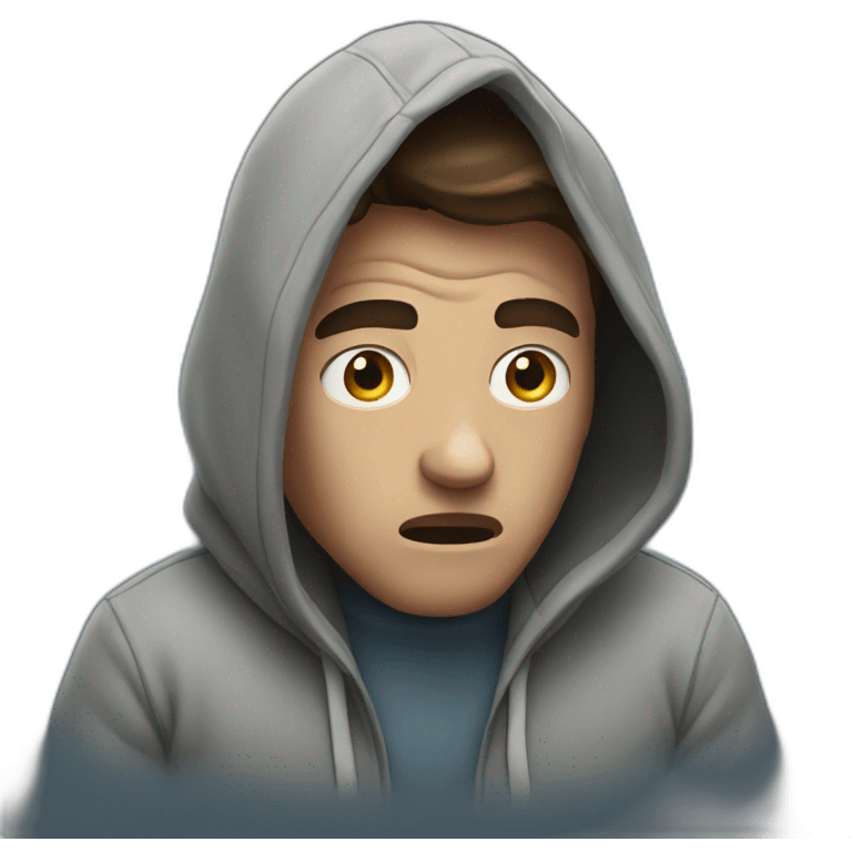 man in hoodie scared  emoji