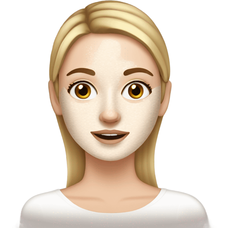 White girl with freackles doing skincare mask emoji