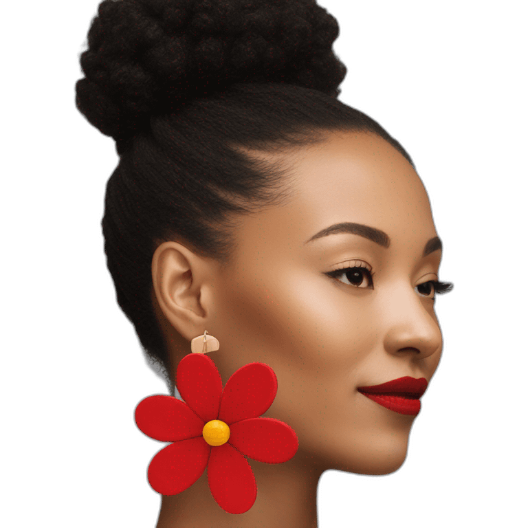 big red flower earrings emoji