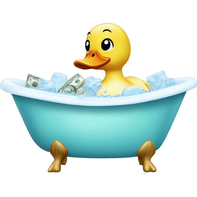 Bath duck with ice and money emoji