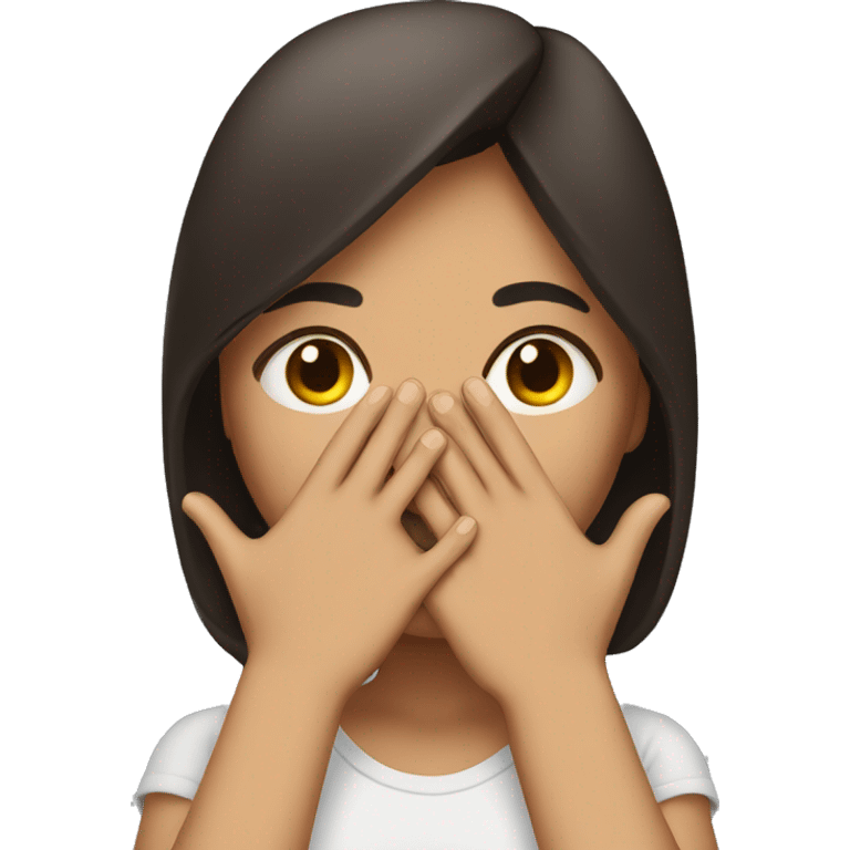 Brunette girl with her Hands covering her mouth emoji