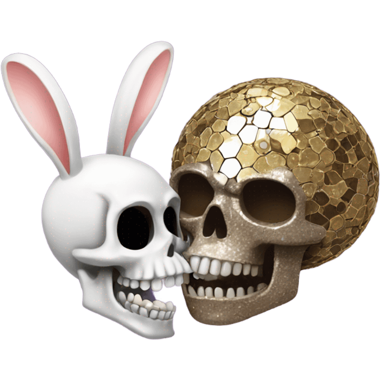 Disco ball skull eating a rabbit emoji