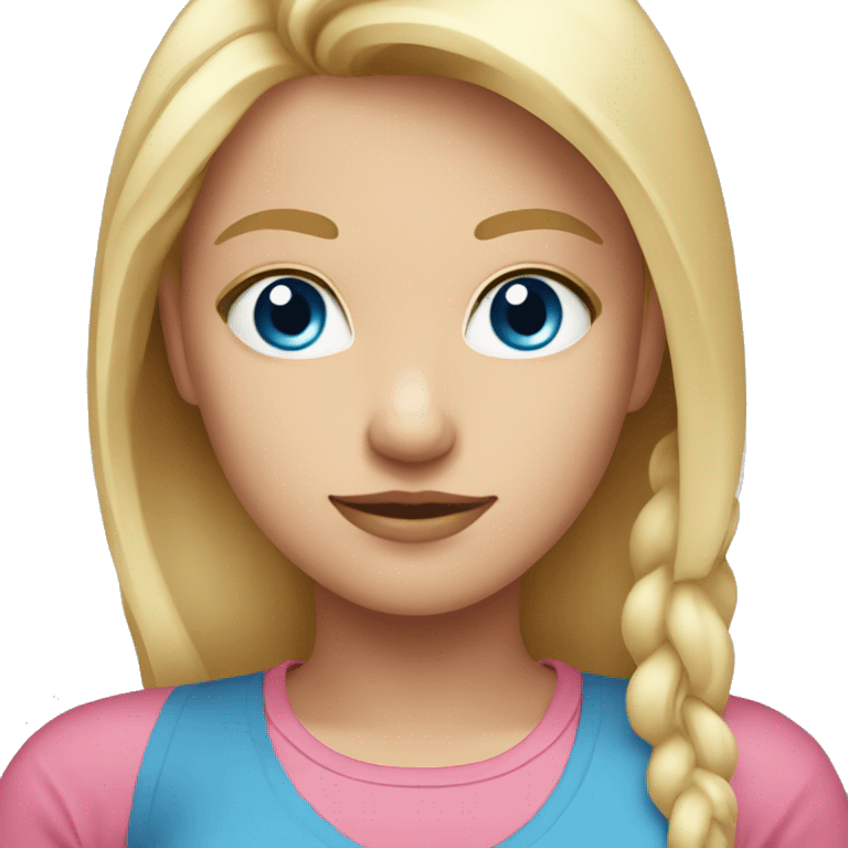 girl with blonde hair and blue eyes and pink shirt emoji