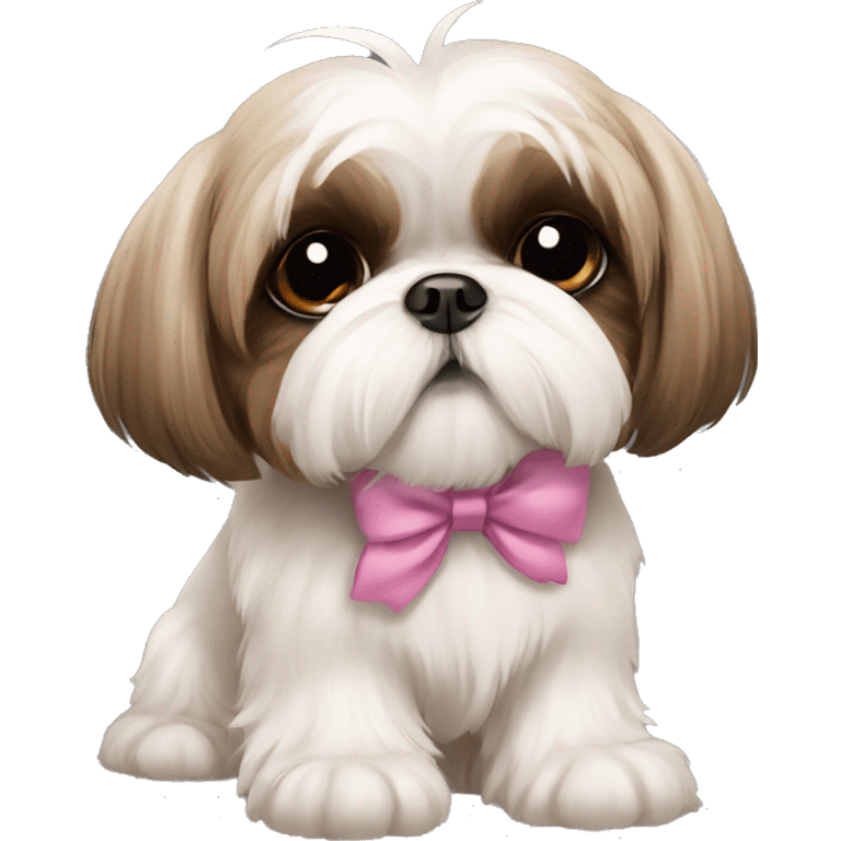 Cute shih tzu with hazel eyes with a bow  emoji