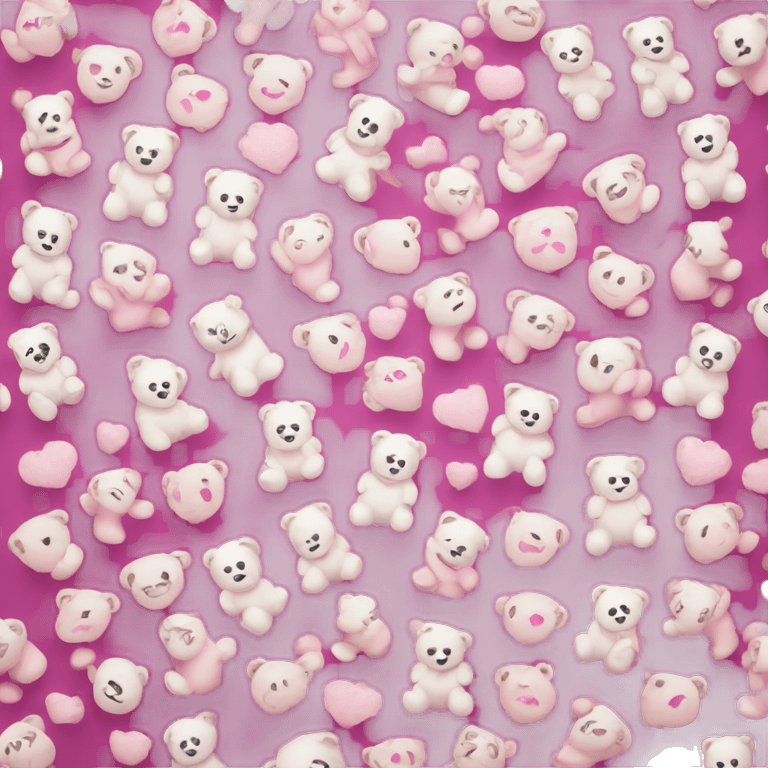 pink background with white teddy bears emoji