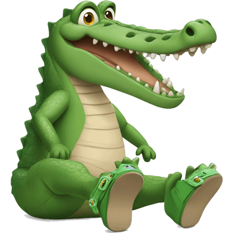 crocodile wearing crocs shoes emoji