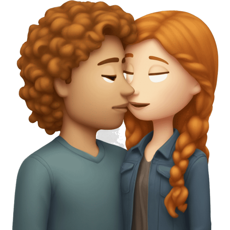 Brown hair girl kissing ginger guy emoji