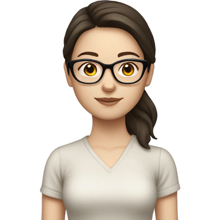 Brunette girl with light frame glasses and pale skin emoji