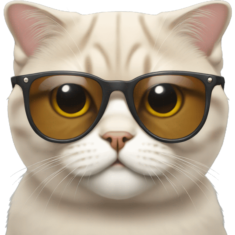 scottish fold Cat with sunglasses emoji