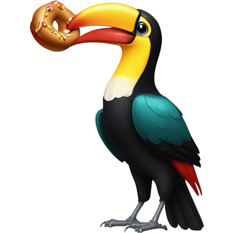 Toucan eating hot dogs emoji