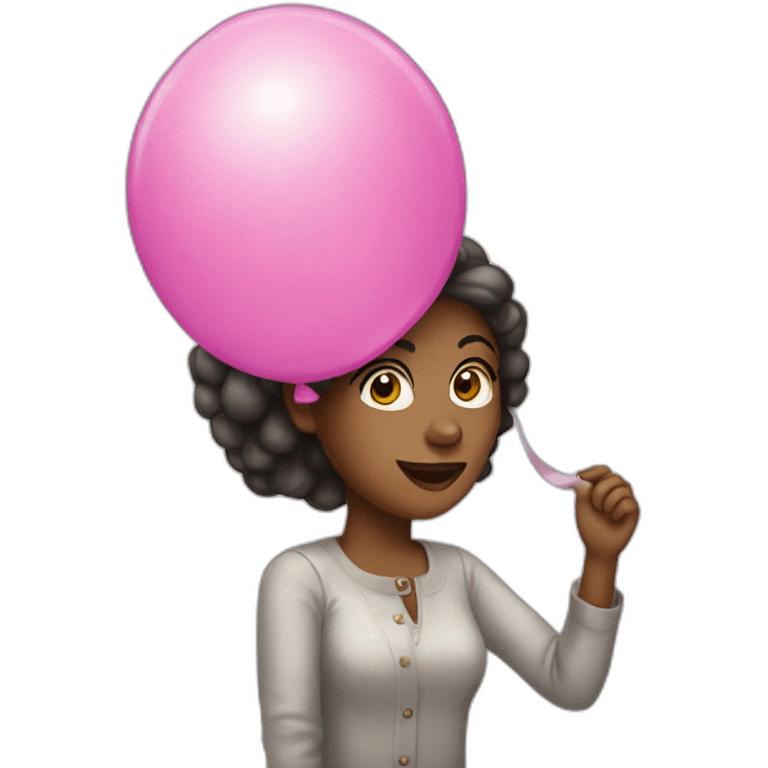 woman pops balloon emoji