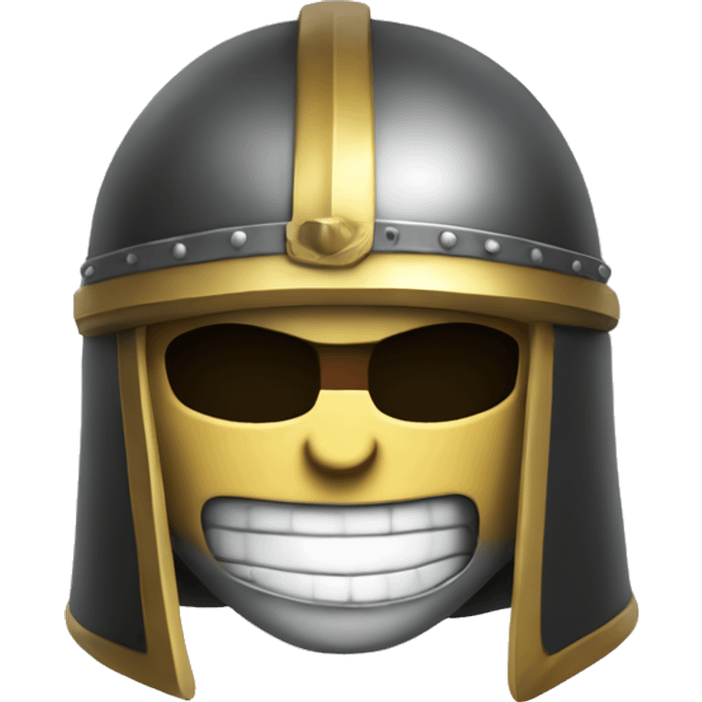 Smiley with barbarien helmet and crossed sword emoji