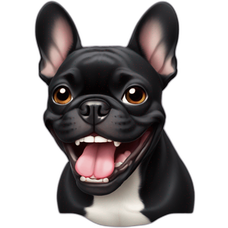  black french bulldog showing teeth emoji