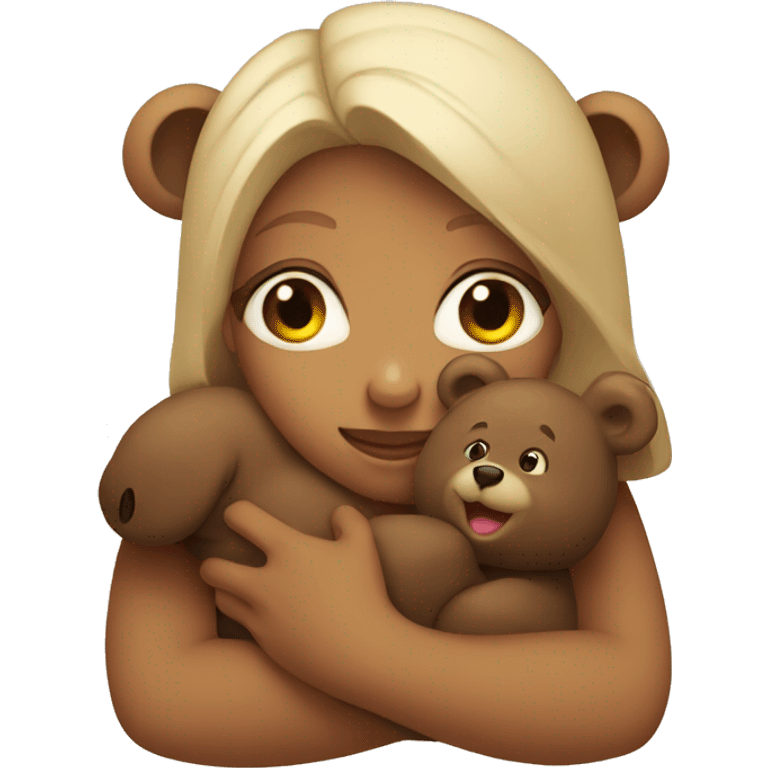 Girl hugging bear emoji