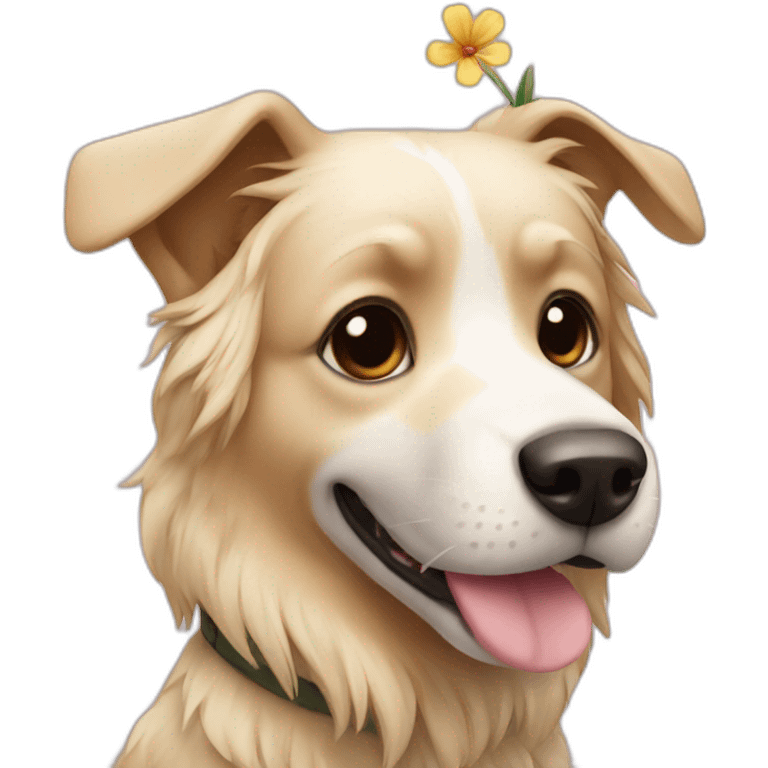 Dog with flower emoji