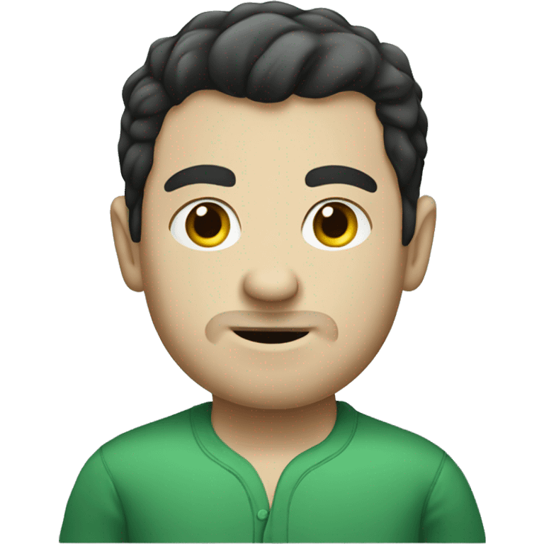 White Man with dark hair in Green pyjamas  emoji