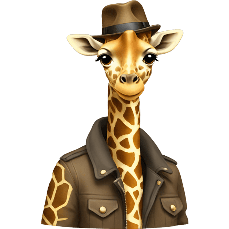 Giraffe with hat and jacket emoji