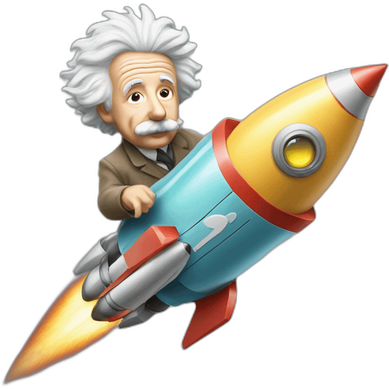 albert einstein riding a rocket to the moon emoji