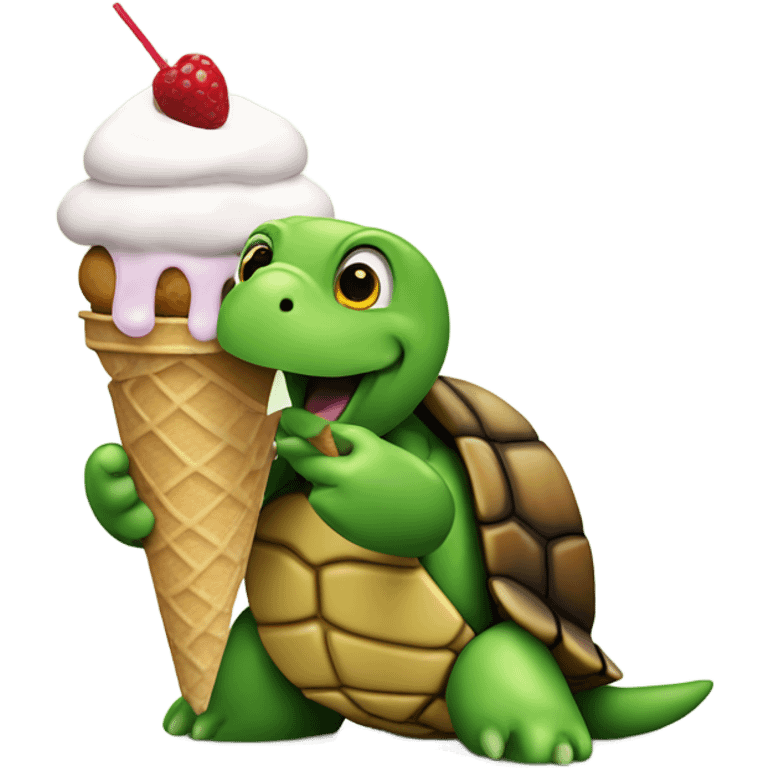 turtle eating ice cream emoji