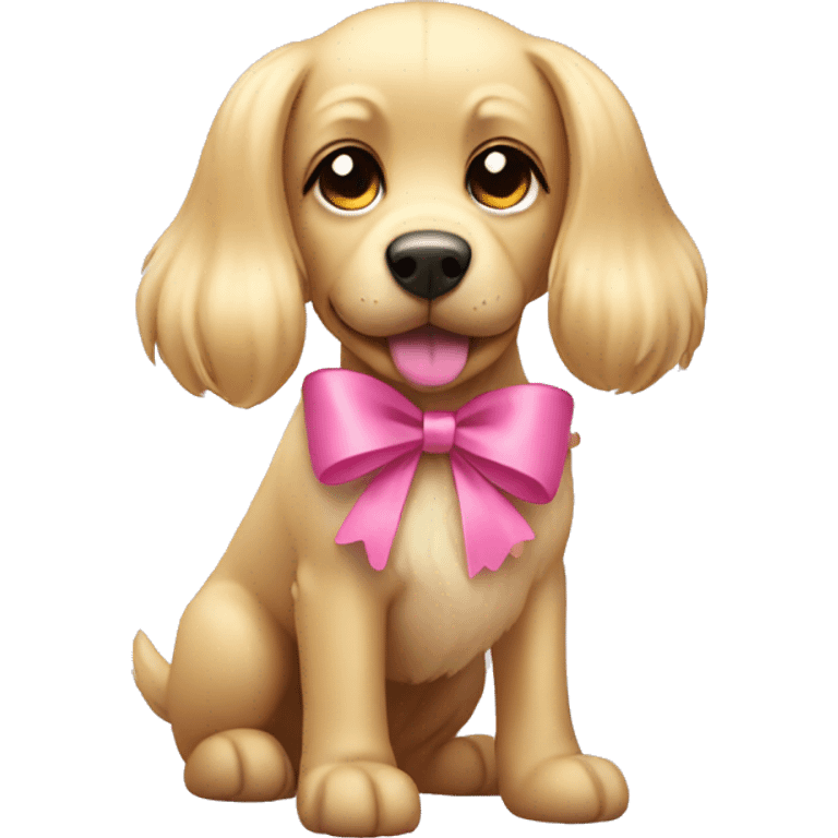 blonde dog with pink bow emoji