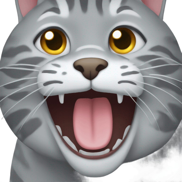 Grey tabby cat hissing  emoji