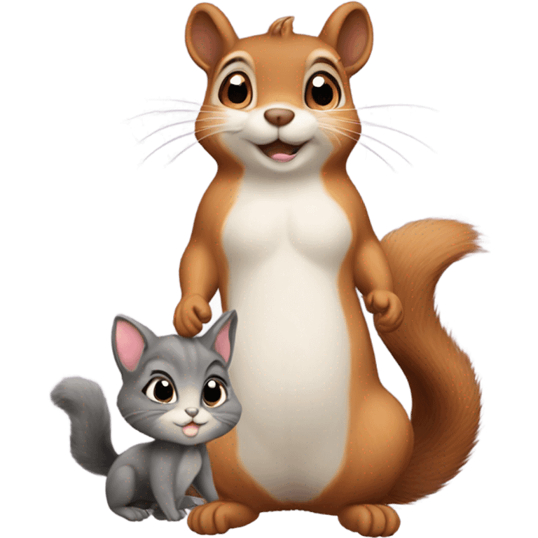 Squirrel riding a cat emoji