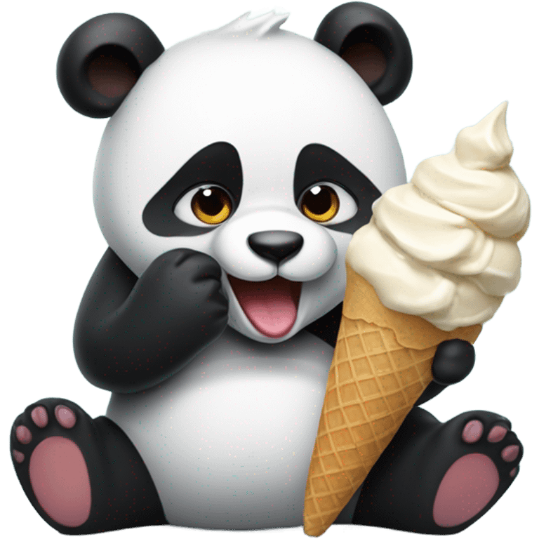 Panda eating ice cream emoji