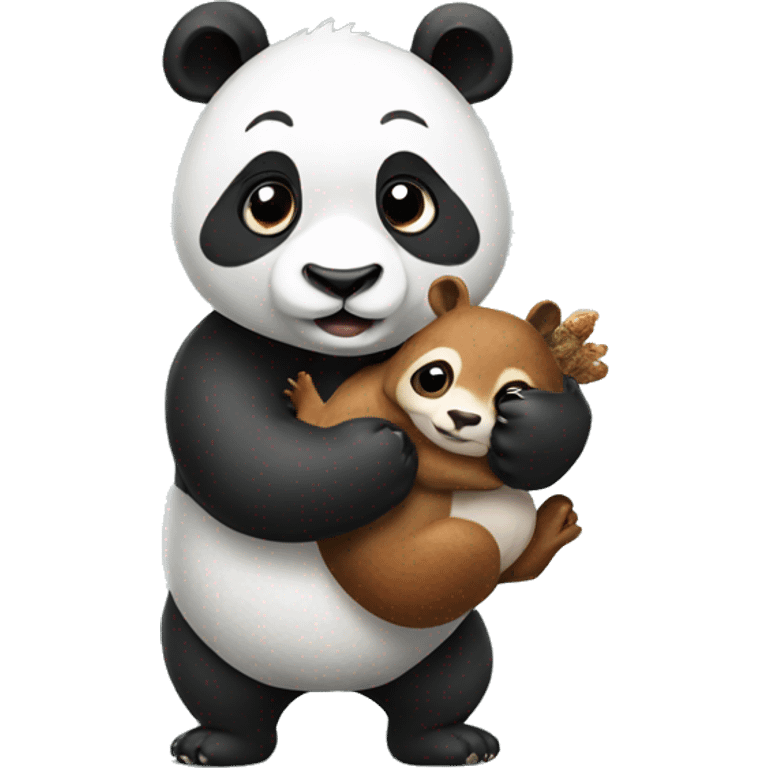 Panda carrying a squirrel  emoji