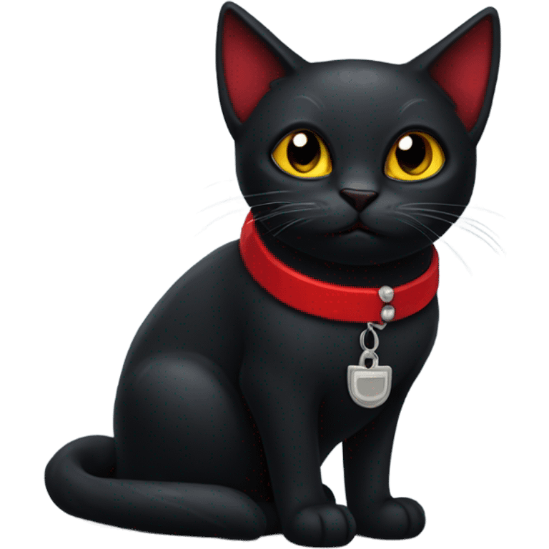 black vampire cat with a red collar emoji