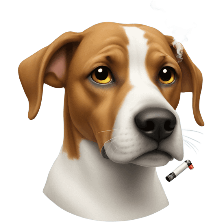 A dog smoking a vape emoji