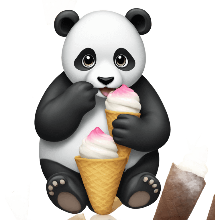 Panda eating ice cream emoji