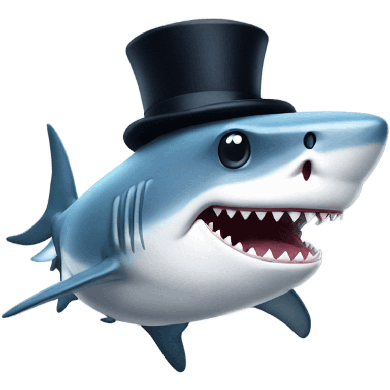 Shark with a top hat emoji