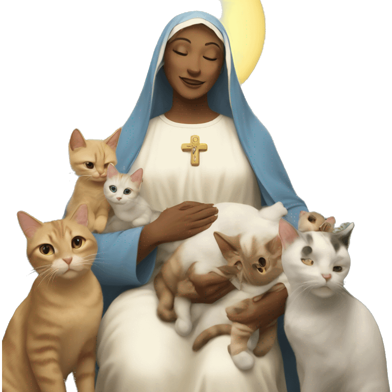 Mother Mary with cats  emoji