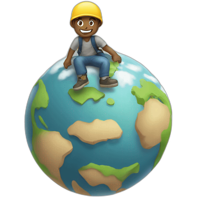 a man scaling the world emoji