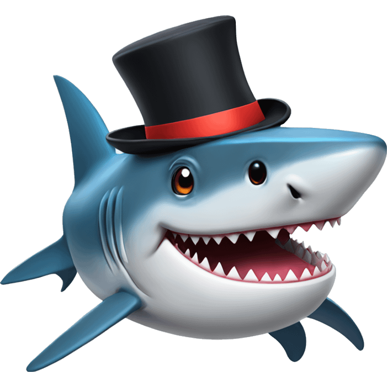 Shark with a top hat emoji