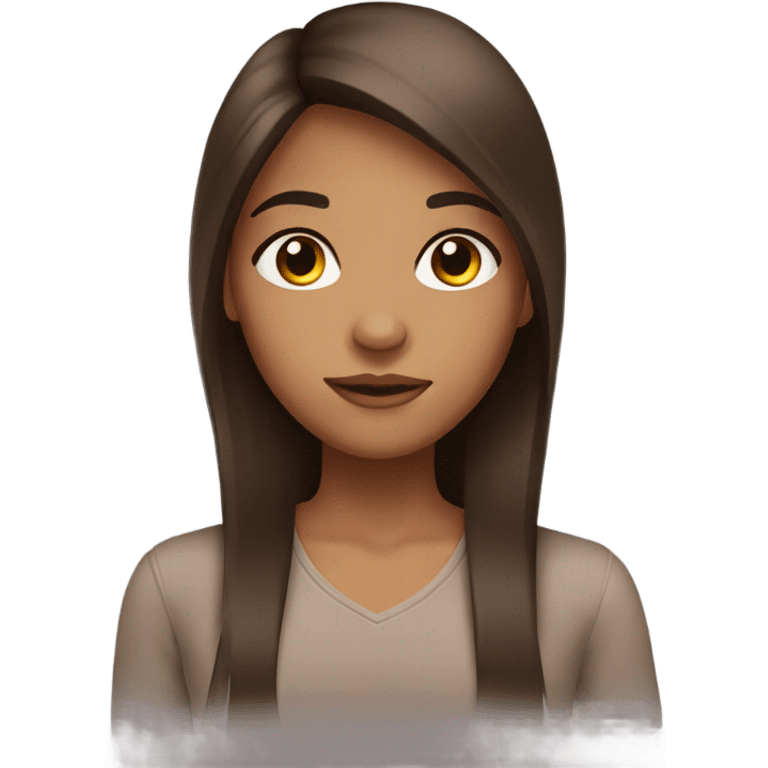 Girl with brown straight hair, Brown eyes and Brown skin  emoji