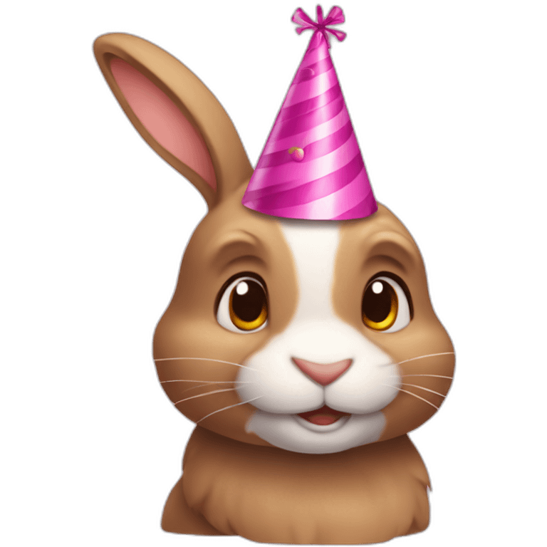 iOS rabbit with birthday hat emoji