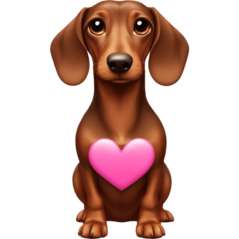 brown dachshund with pink heart emoji