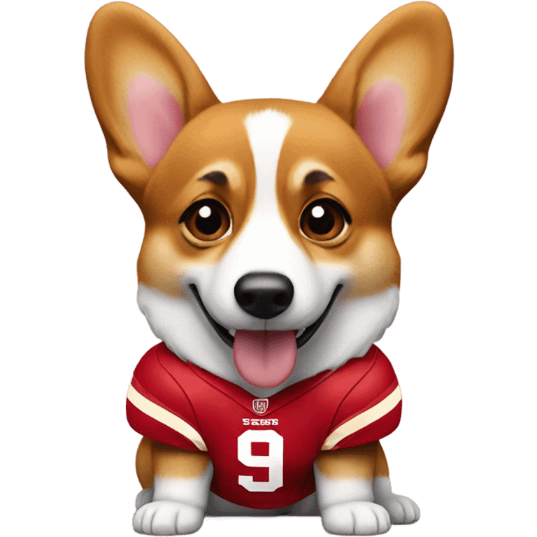 Corgi wearing a 49ers jersey emoji