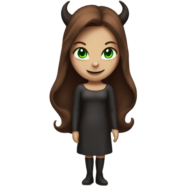 devil girl with brown hair and green eyes emoji