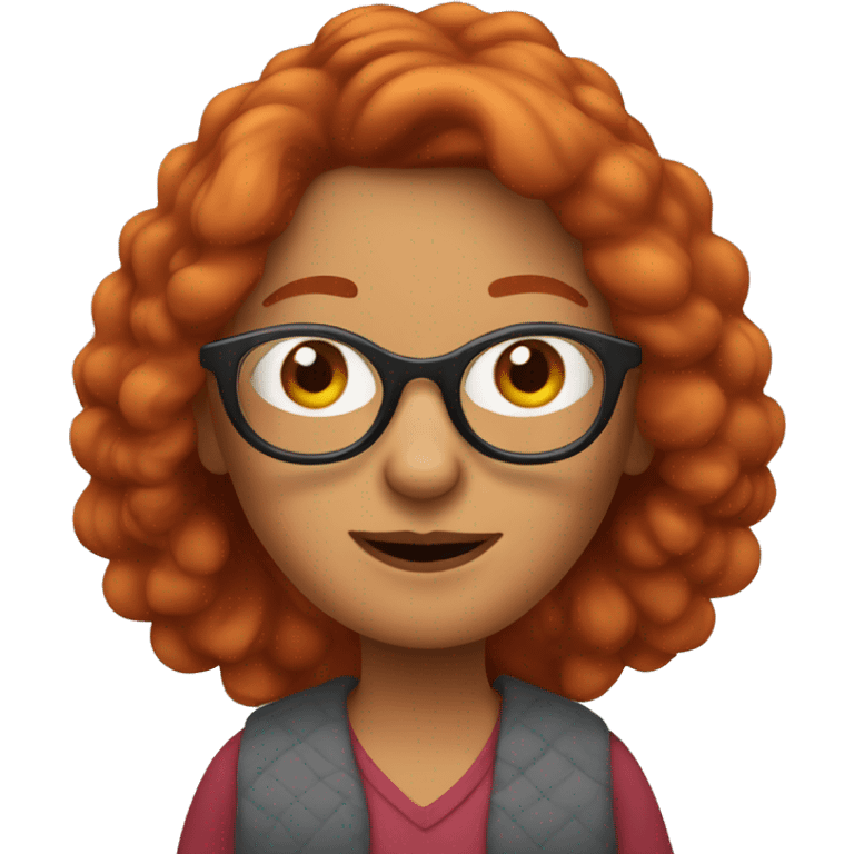 Grandma emoji, wearing cat-eye shaped rim glasses and long red hair emoji