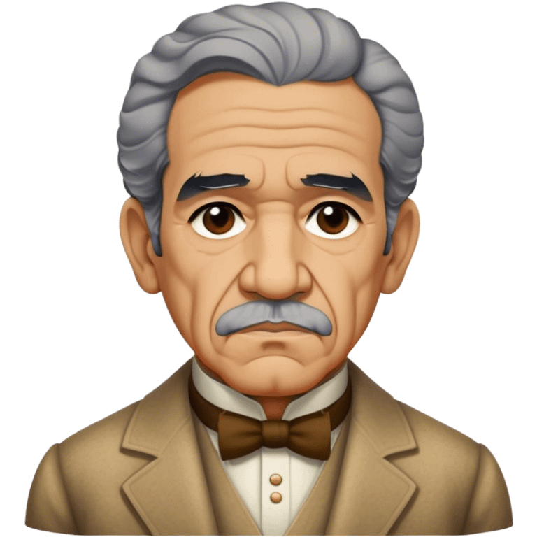 Cinematic Realistic Gabriel García Márquez Portrait Emoji, depicted as a visionary writer with a contemplative gaze in period attire, rendered with rich textures and warm literary lighting that captures his magical realism legacy. emoji