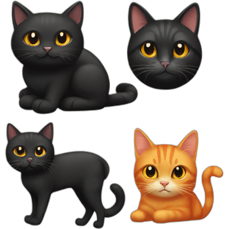 black cat and orange cat emoji