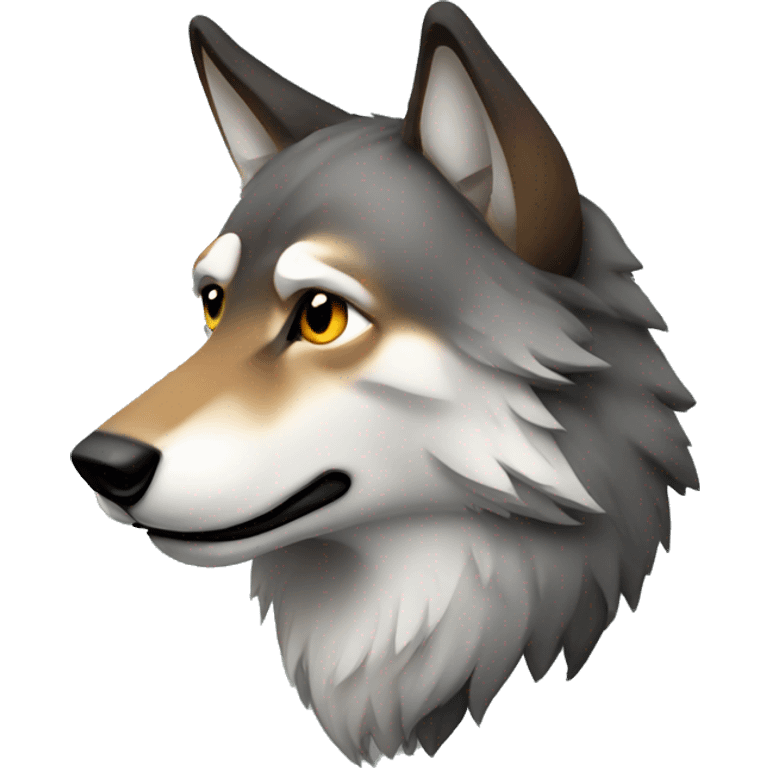 Kind wolf head in profile   emoji