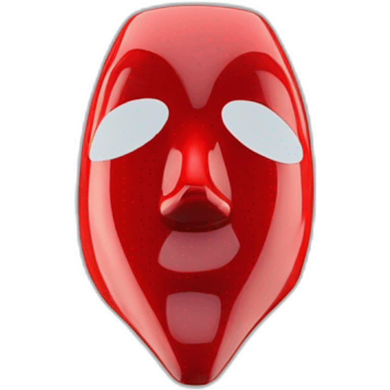 distant view of abstract colorful shiny mask in red coat, 4K resolution emoji