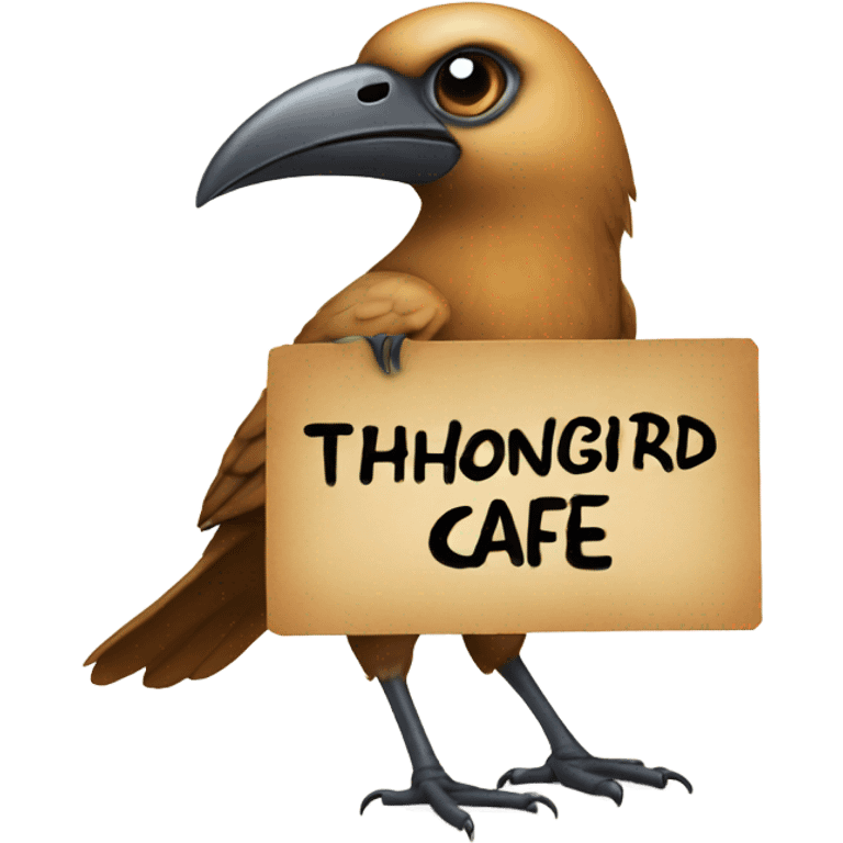 A bird holding a sign that says Thongbird Cafe emoji