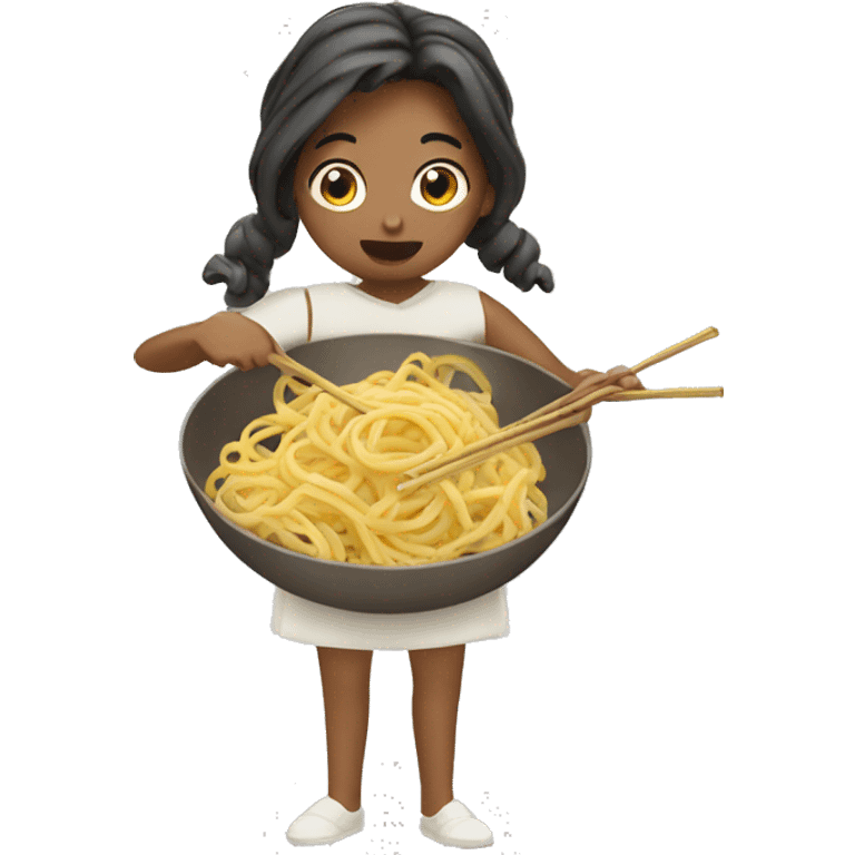 a girl eating roman noodles  emoji