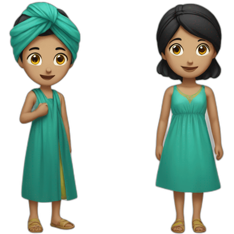 Boy with turban and girl with black hair emoji