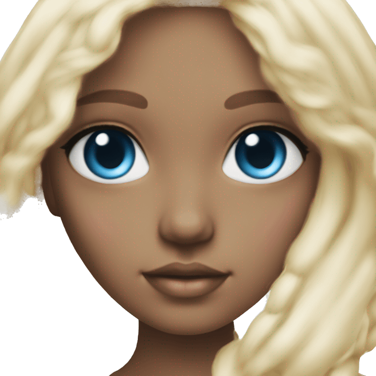 ocean blue doll eyes, blonde hair, feminine, pink, girl, angelic emoji